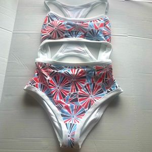 NWOT Aerie red white and blue cut out one piece